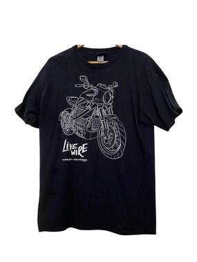 Harley Davidson 100% cotton t-shirt motorcycle large short sleeves « Live Wire».